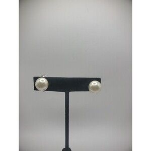 Vintage Sarah Coventry Earrings Clip On Huggie White Button Bead Jewelry Costume